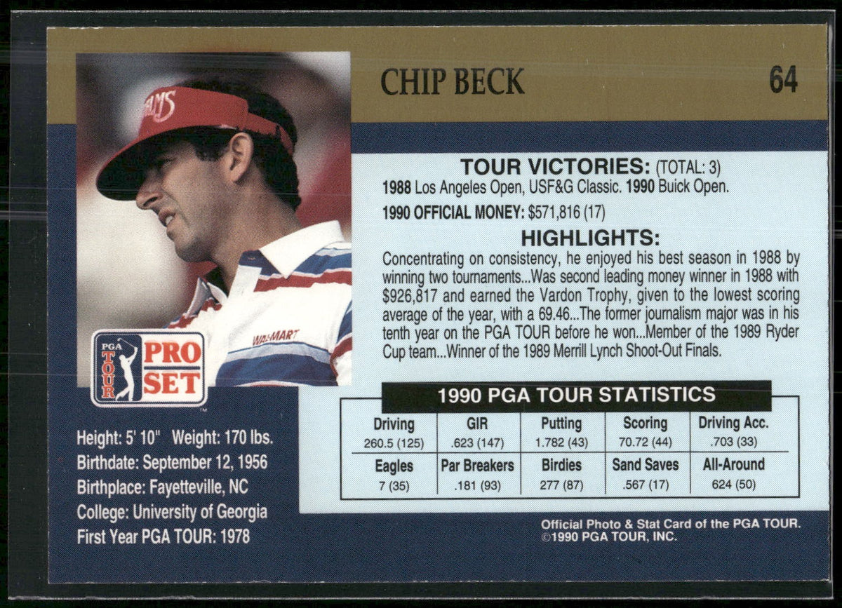 1990 Pro Set PGA Tour #64 Chip Beck