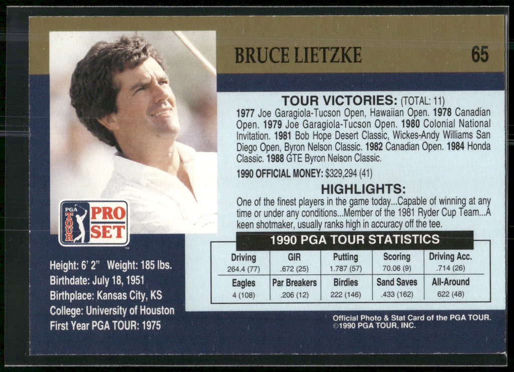 1990 Pro Set PGA Tour #65 Bruce Lietzke