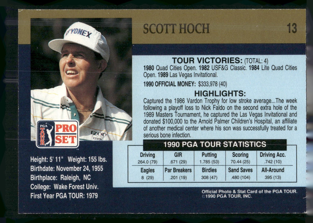 1990 Pro Set PGA Tour #13 Scott Hoch