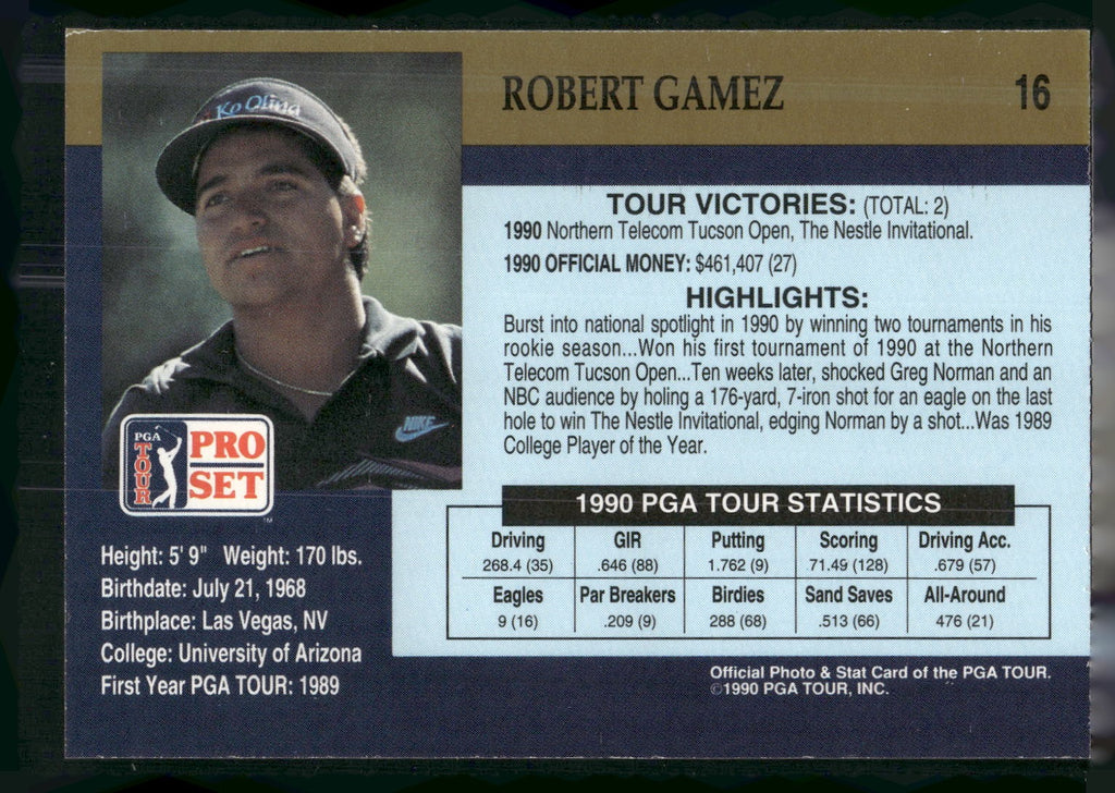 1990 Pro Set PGA Tour #16 Robert Gamez