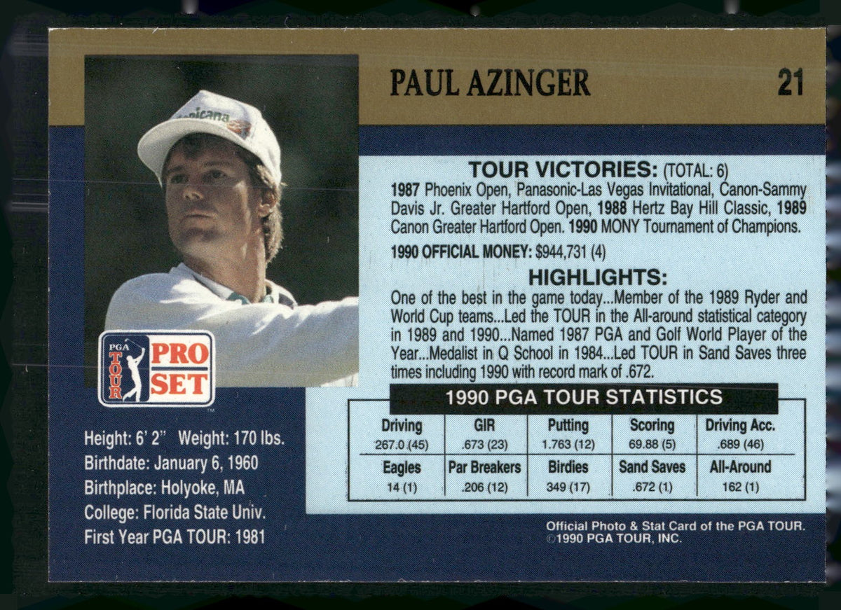 1990 Pro Set PGA Tour #21 Paul Azinger