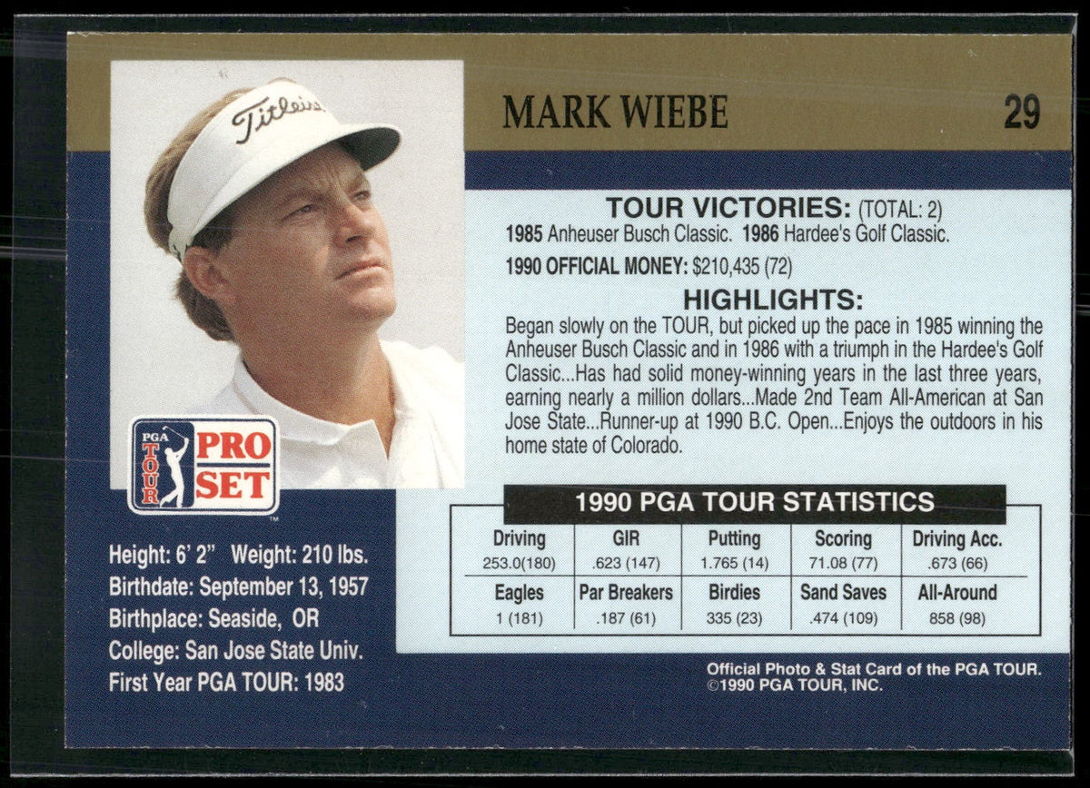 1990 Pro Set PGA Tour #29 Mark Wiebe