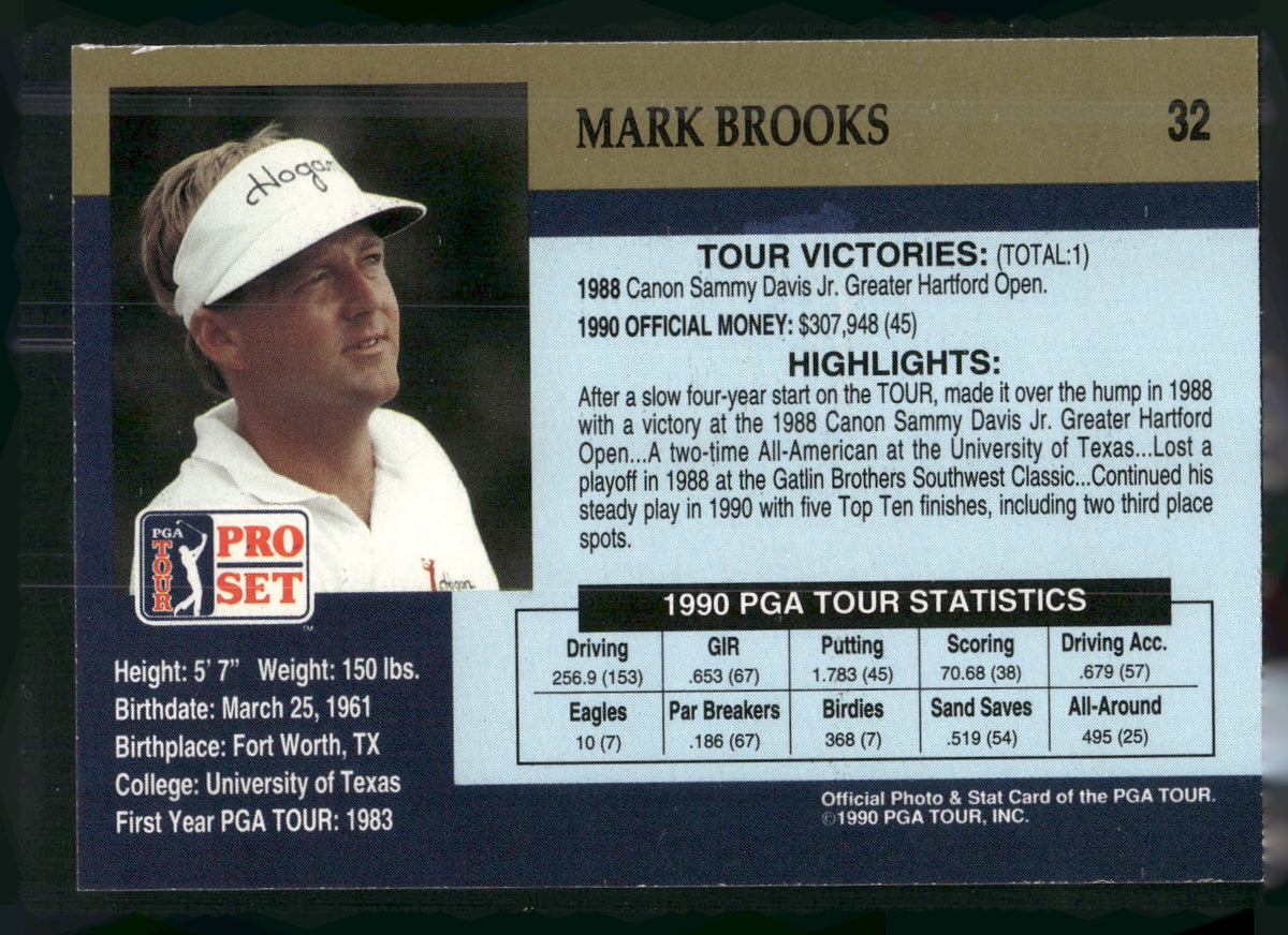 1990 Pro Set PGA Tour #32 Mark Brooks