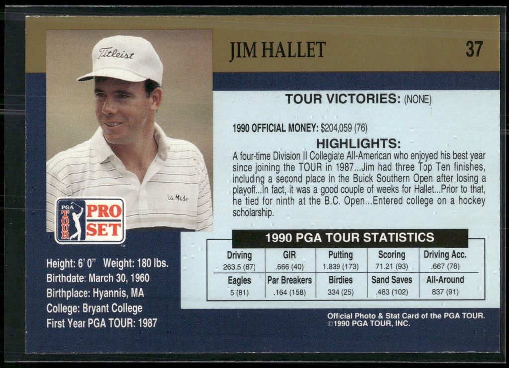 1990 Pro Set PGA Tour #37 Jim Hallet