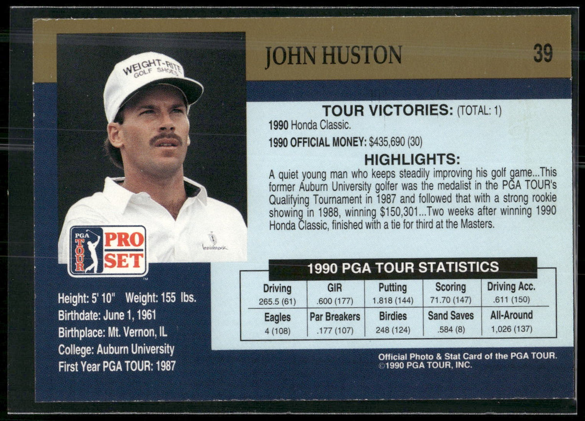 1990 Pro Set PGA Tour #39 John Huston