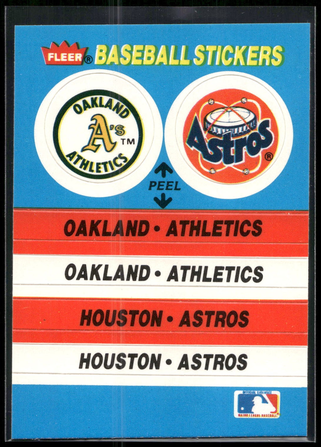 1987 Fleer #NNO Oakland Athletics / Houston Astros Team Stickers