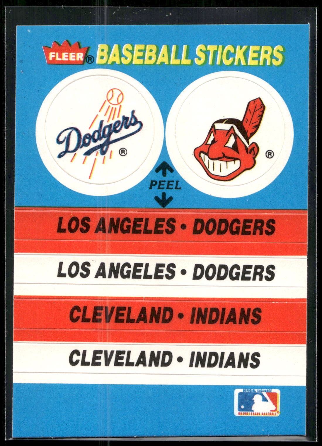 1987 Fleer #NNO Los Angeles Dodgers / Cleveland Indians Team Stickers