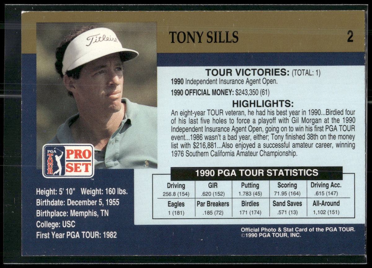 1990 Pro Set PGA Tour #2 Tony Sills