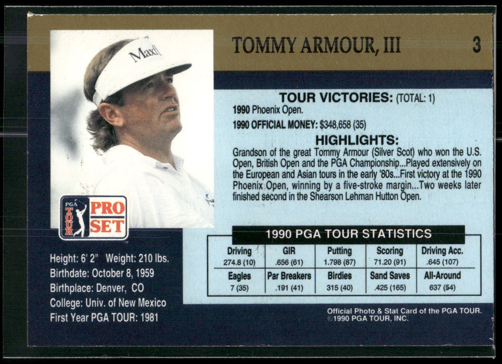 1990 Pro Set PGA Tour #3 Tommy Armour
