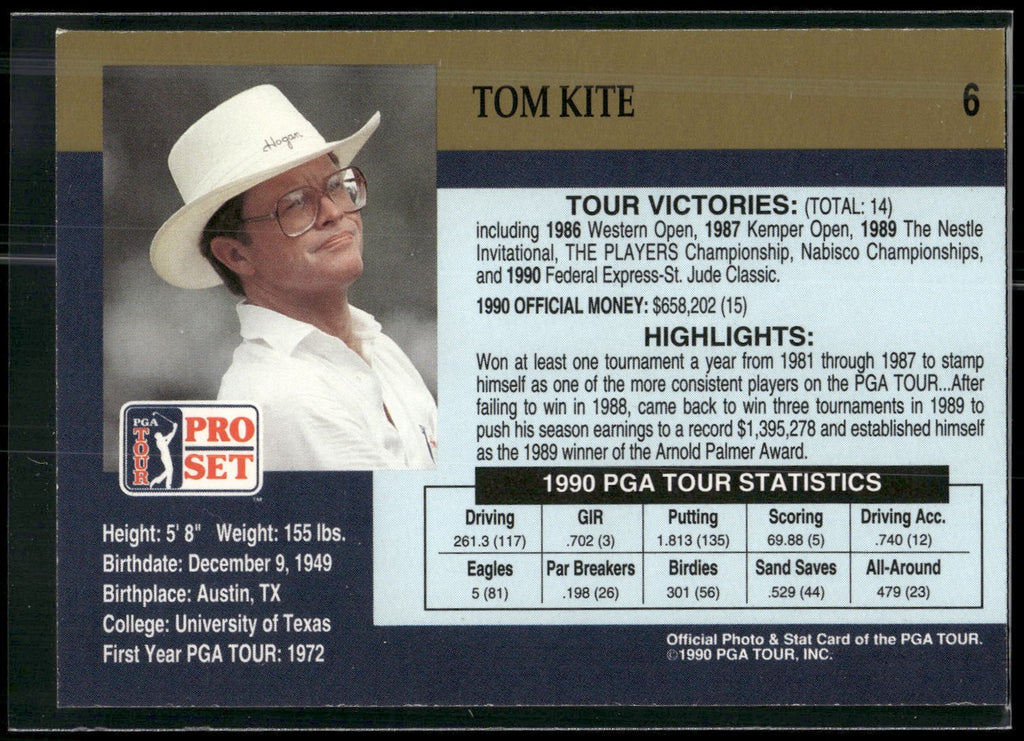 1990 Pro Set PGA Tour #6 Tom Kite