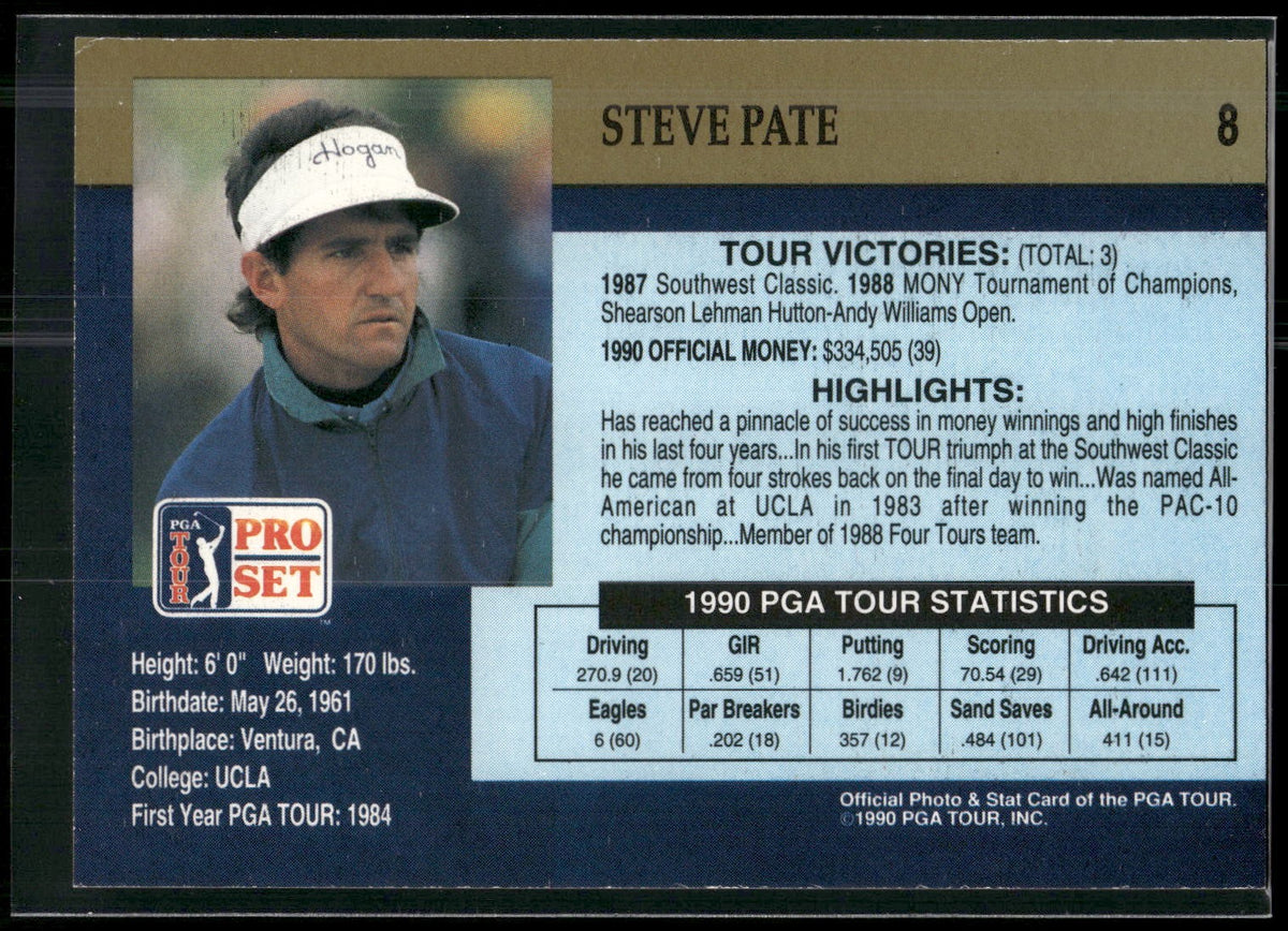 1990 Pro Set PGA Tour #8 Steve Pate