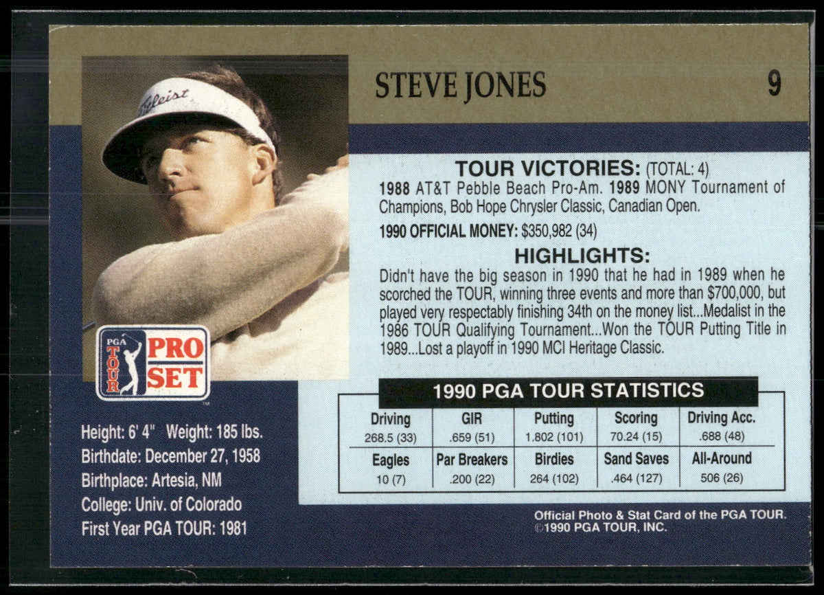 1990 Pro Set PGA Tour #9 Steve Jones