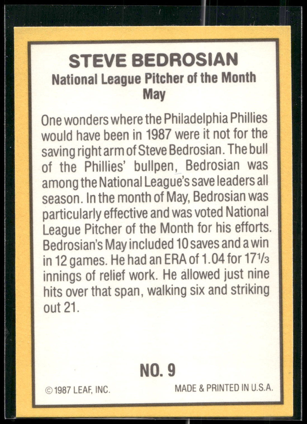 1987 Donruss Highlights #9 Steve Bedrosian