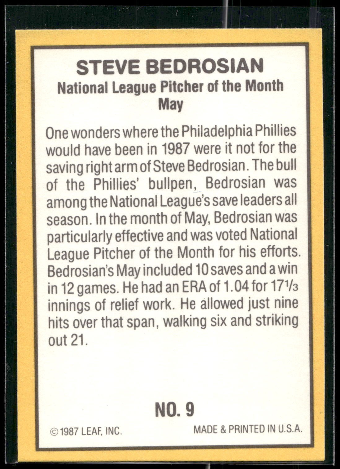 1987 Donruss Highlights #9 Steve Bedrosian