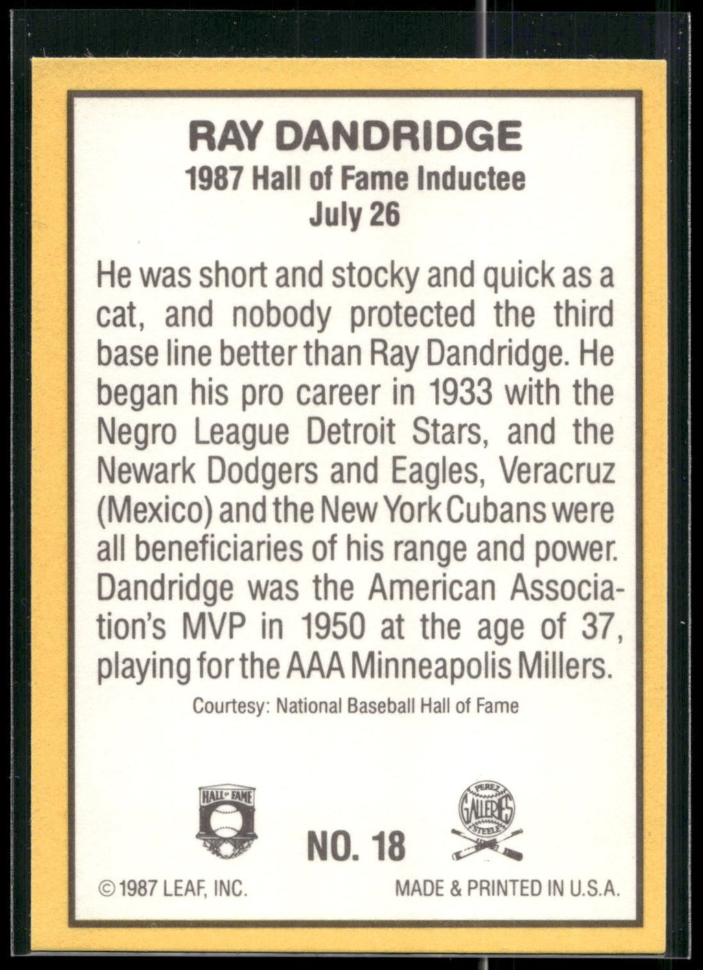 1987 Donruss Highlights #18 Ray Dandridge