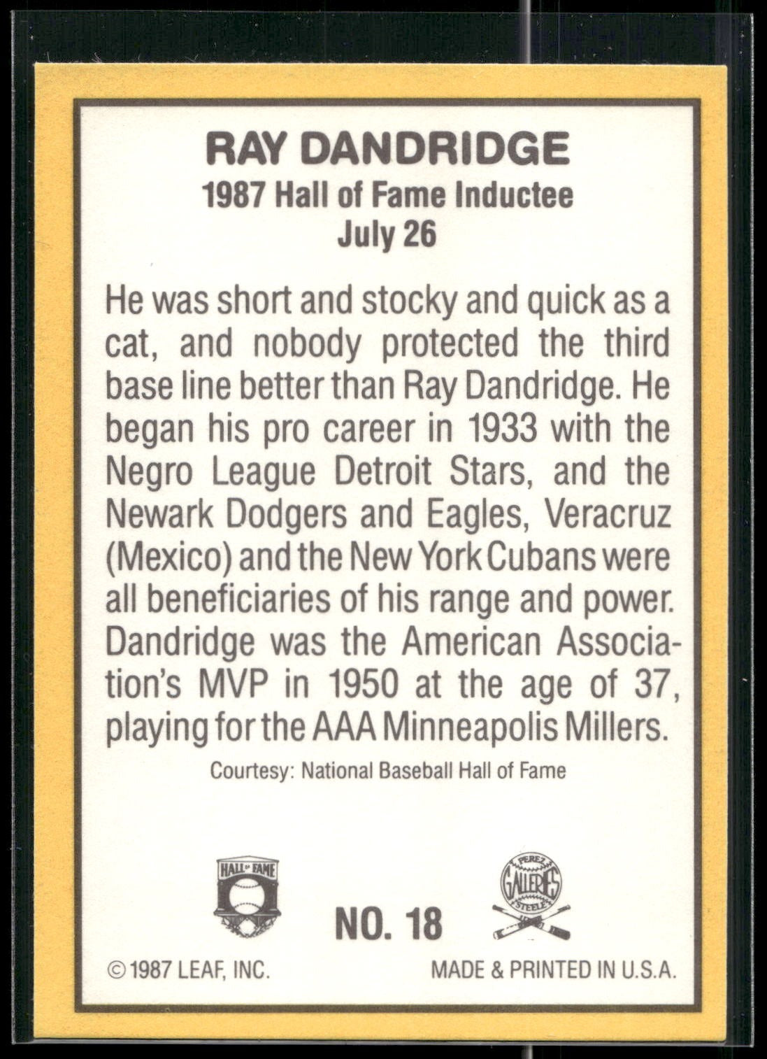 1987 Donruss Highlights #18 Ray Dandridge