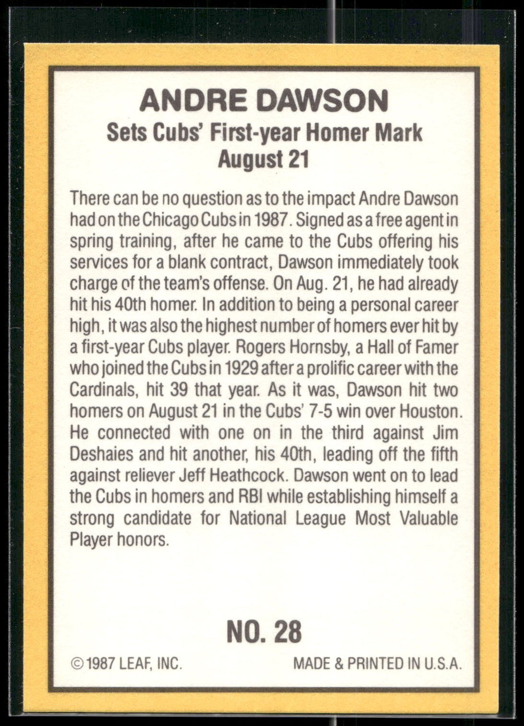 1987 Donruss Highlights #28 Andre Dawson
