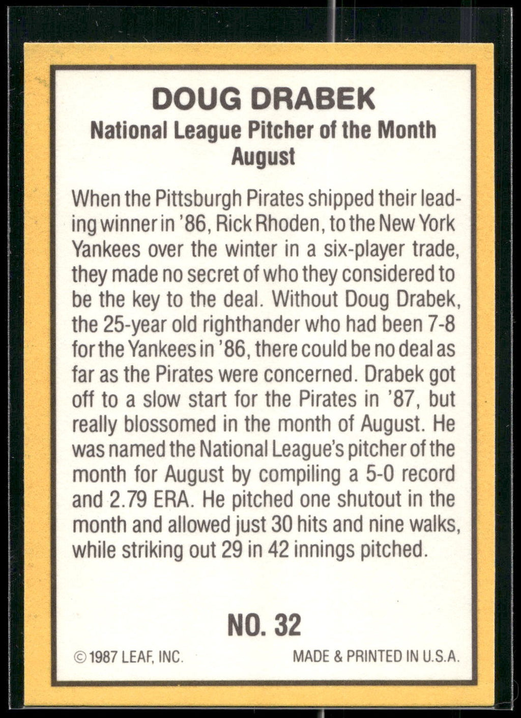 1987 Donruss Highlights #32 Doug Drabek