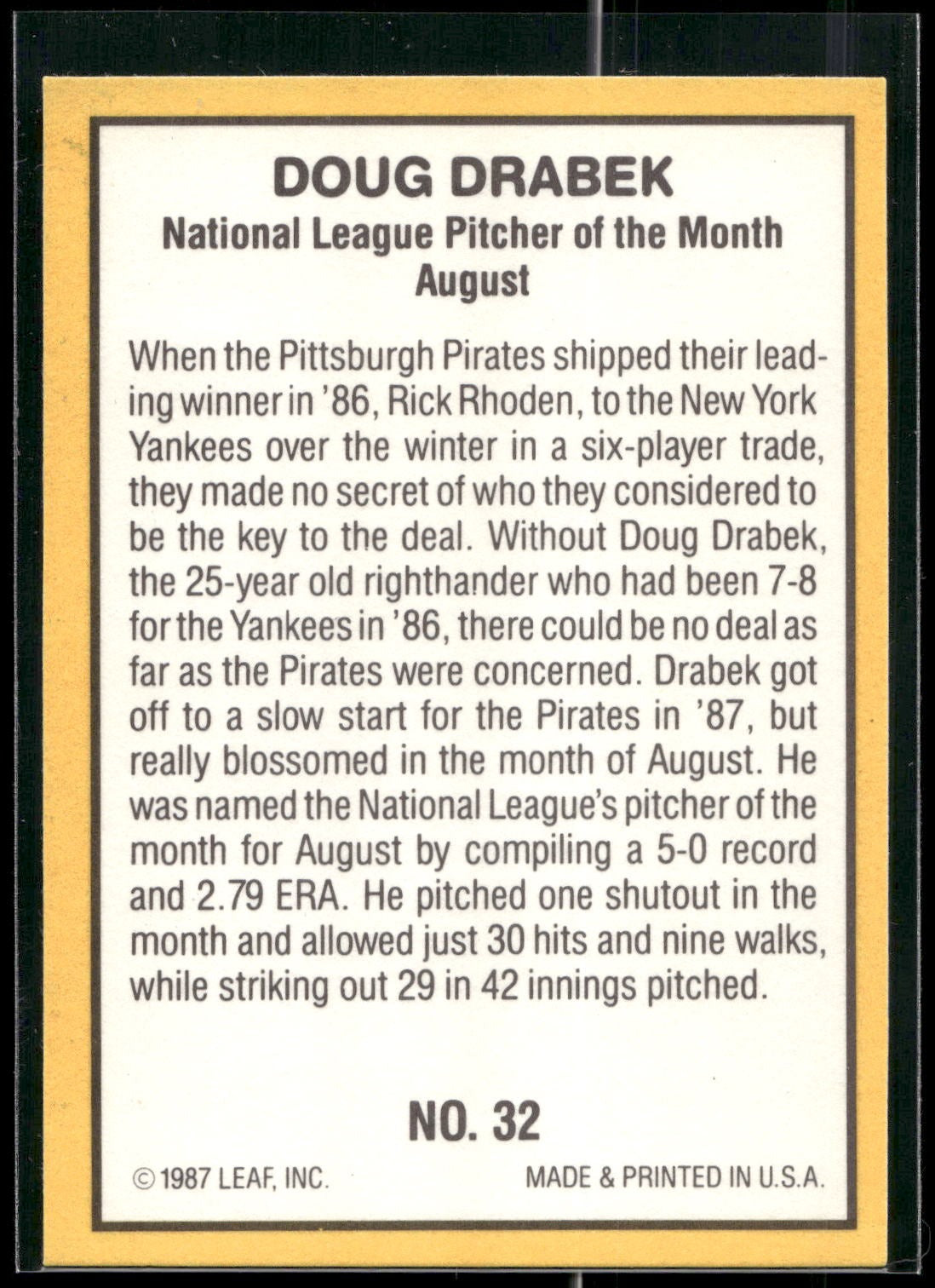 1987 Donruss Highlights #32 Doug Drabek