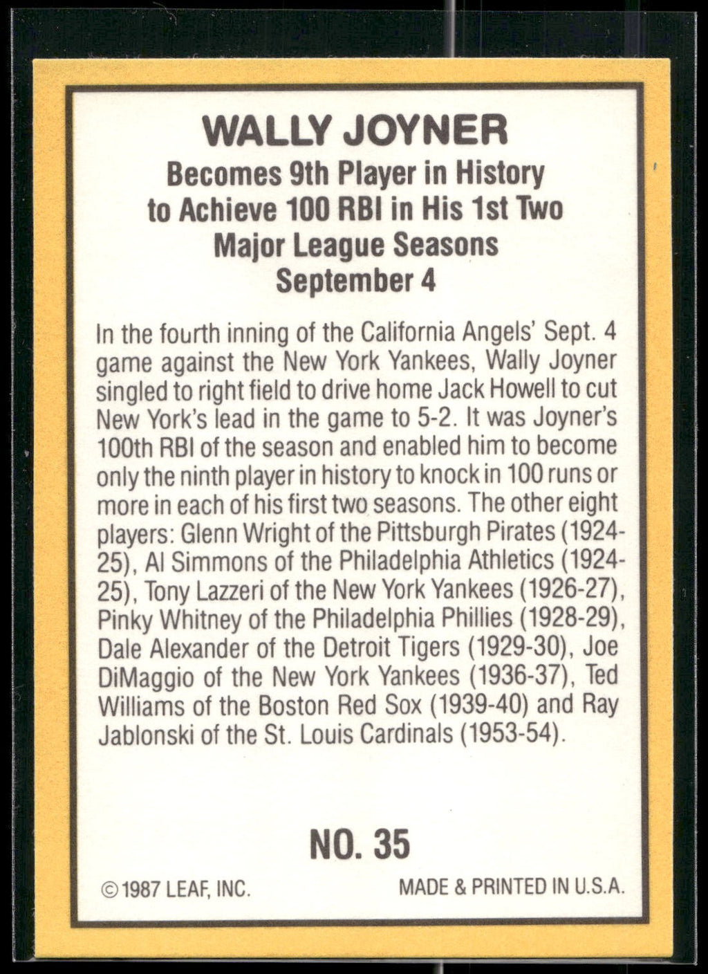 1987 Donruss Highlights #35 Wally Joyner