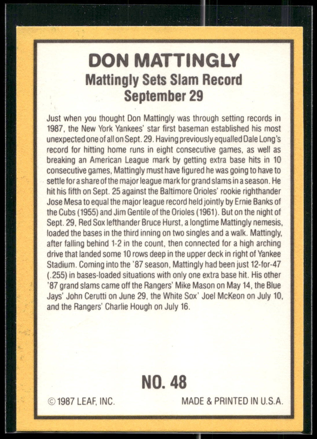 1987 Donruss Highlights #48 Don Mattingly