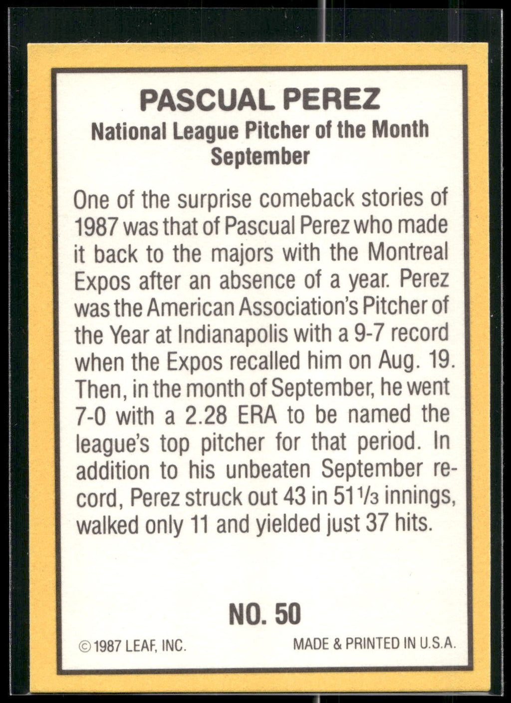 1987 Donruss Highlights #50 Pascual Perez