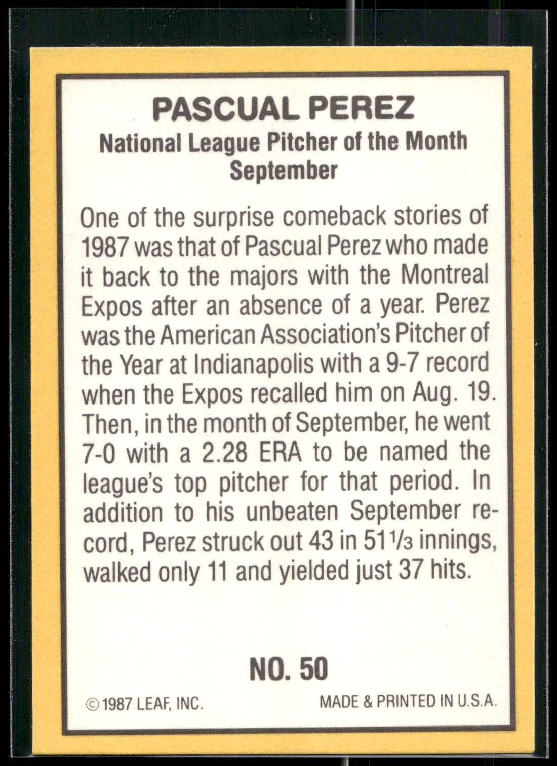 1987 Donruss Highlights #50 Pascual Perez
