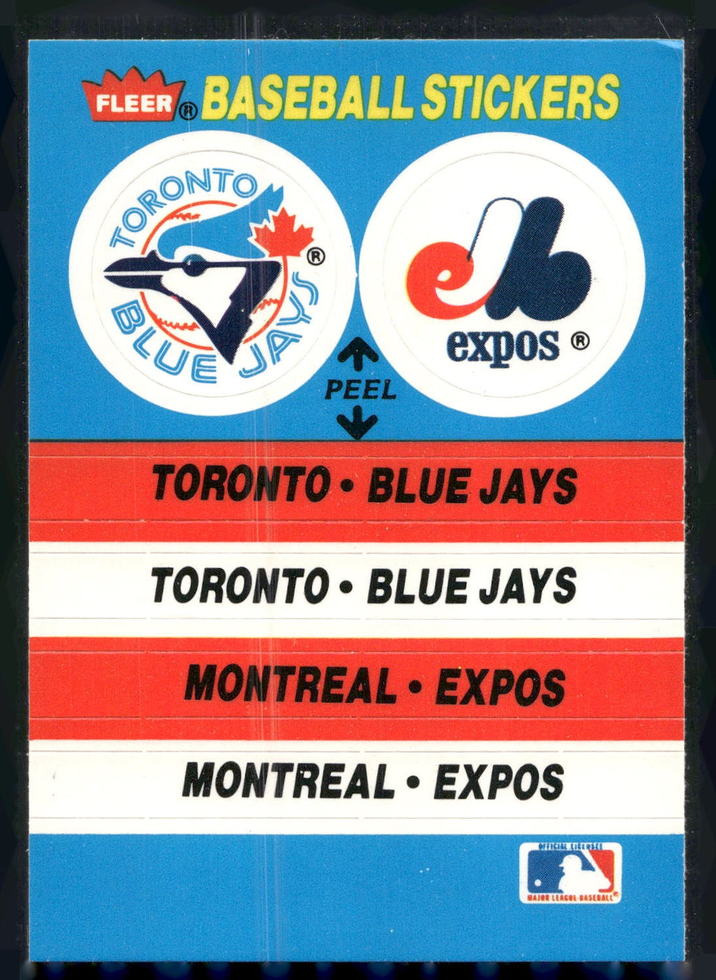 1987 Fleer #NNO Toronto Blue Jays / Montreal Expos Team Stickers