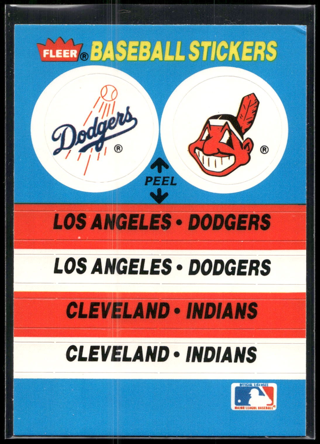 1987 Fleer #NNO Los Angeles Dodgers / Cleveland Indians Team Stickers