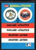 1987 Fleer #NNO Oakland Athletics / Houston Astros Team Stickers