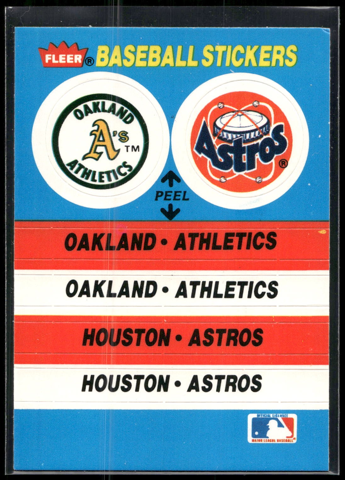 1987 Fleer #NNO Oakland Athletics / Houston Astros Team Stickers