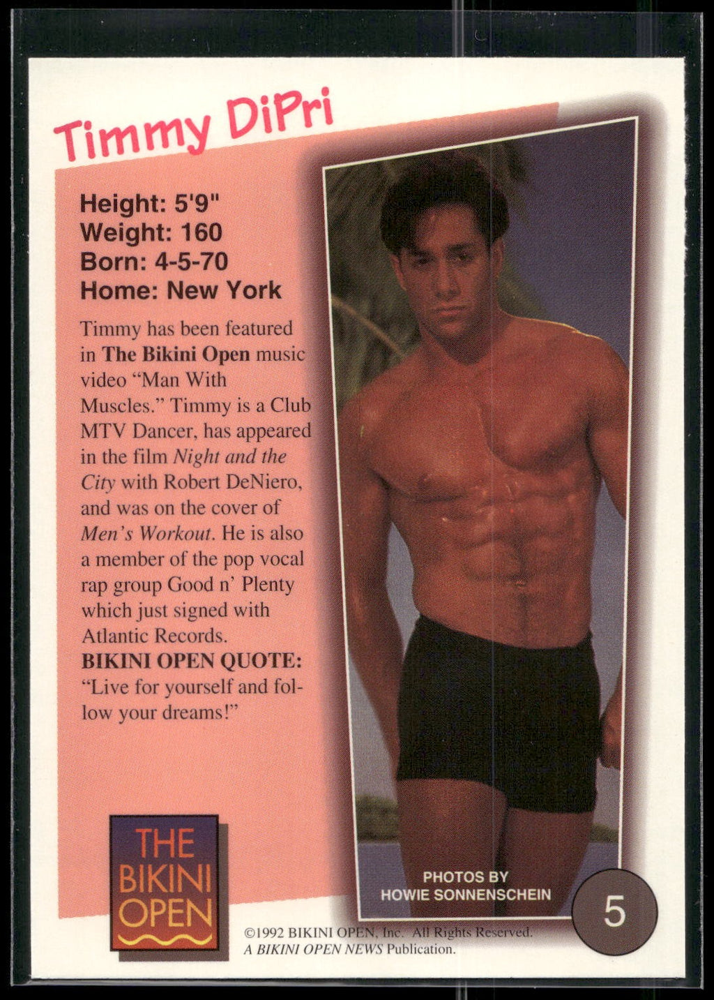 1992 T&M Entertainment The Bikini Open #5 Timmy DiPri
