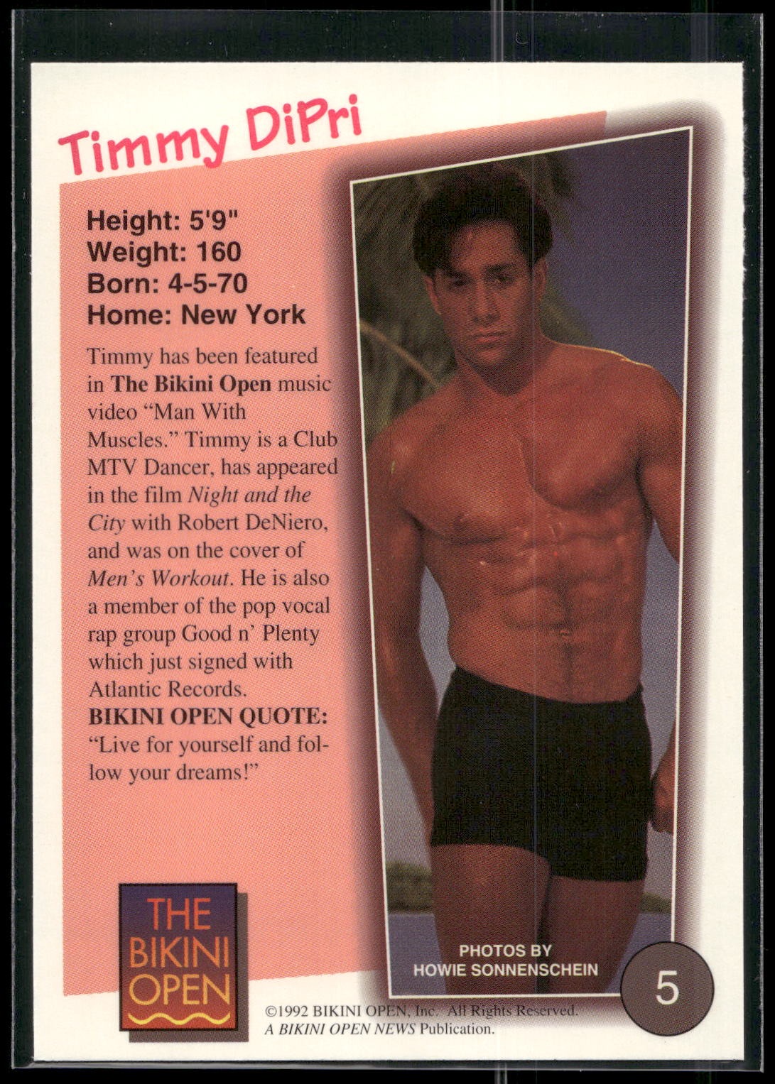 1992 T&M Entertainment The Bikini Open #5 Timmy DiPri