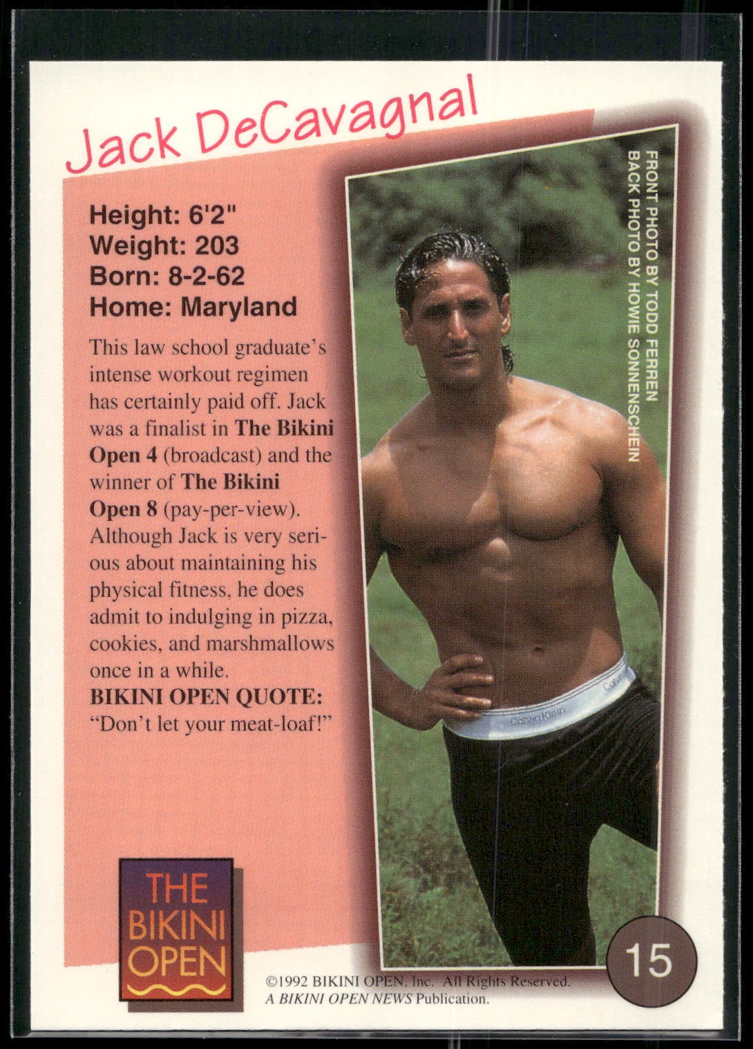 1992 T&M Entertainment The Bikini Open #15 Jack DeCavagnal