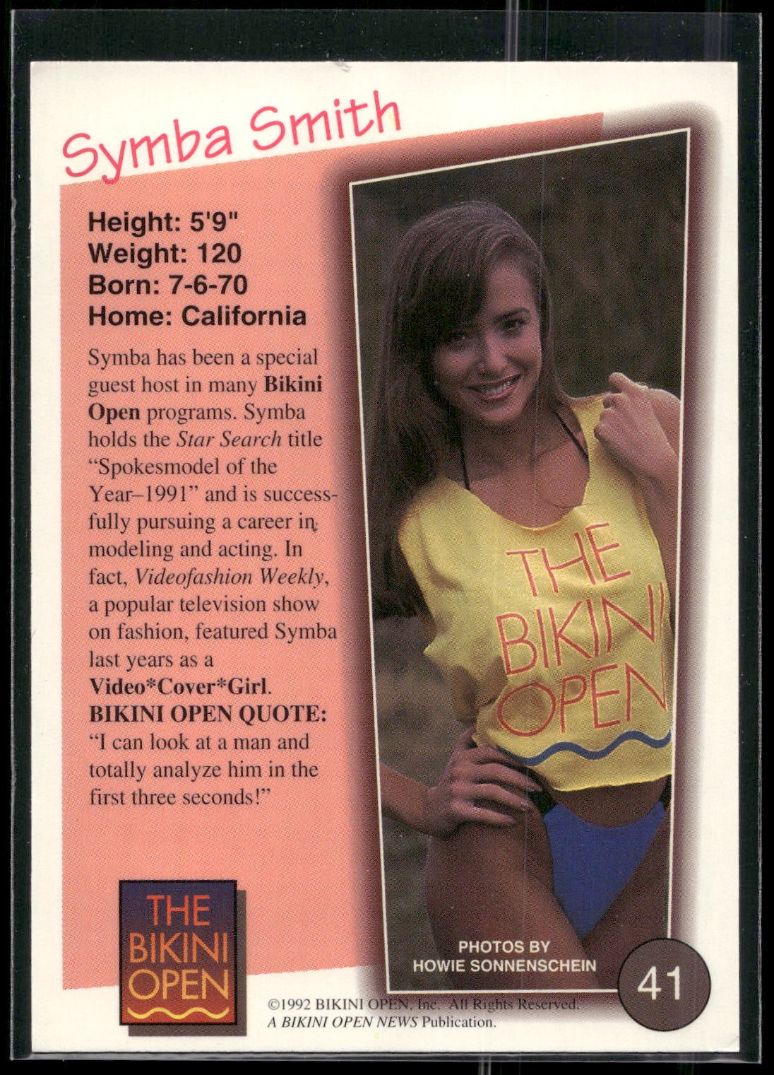 1992 T&M Entertainment The Bikini Open #41 Symba Smith