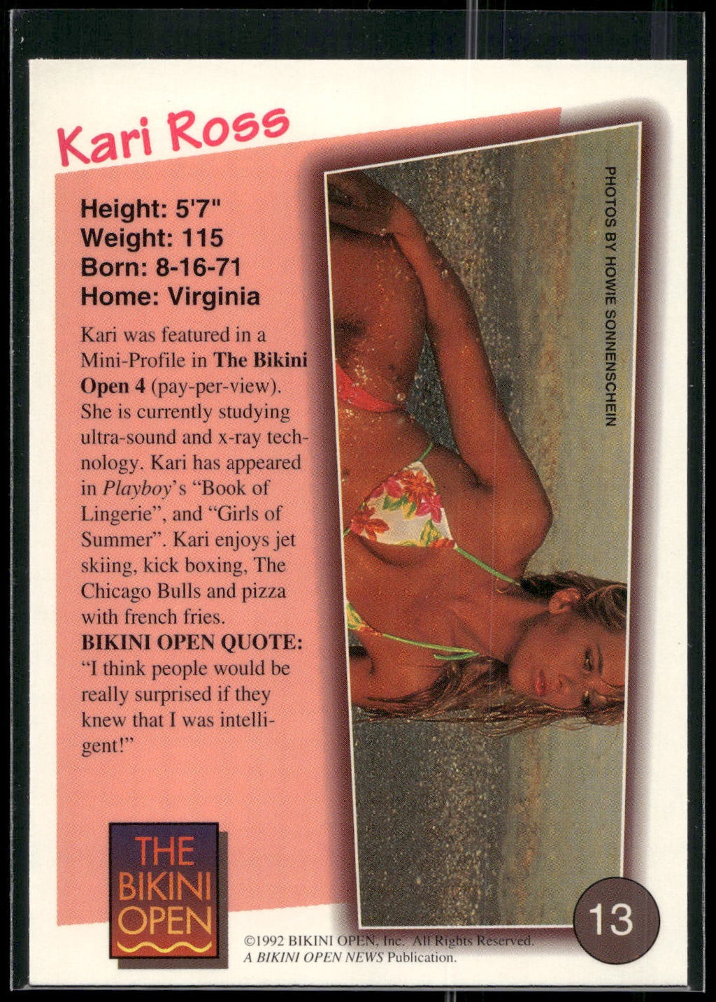 1992 T&M Entertainment The Bikini Open #13 Kari Ross