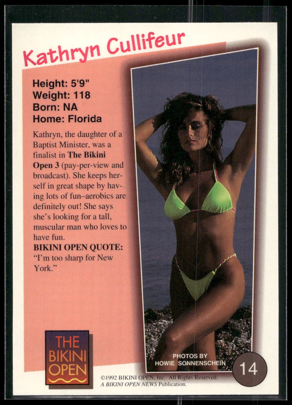 1992 T&M Entertainment The Bikini Open #14 Kathryn Cullifeur