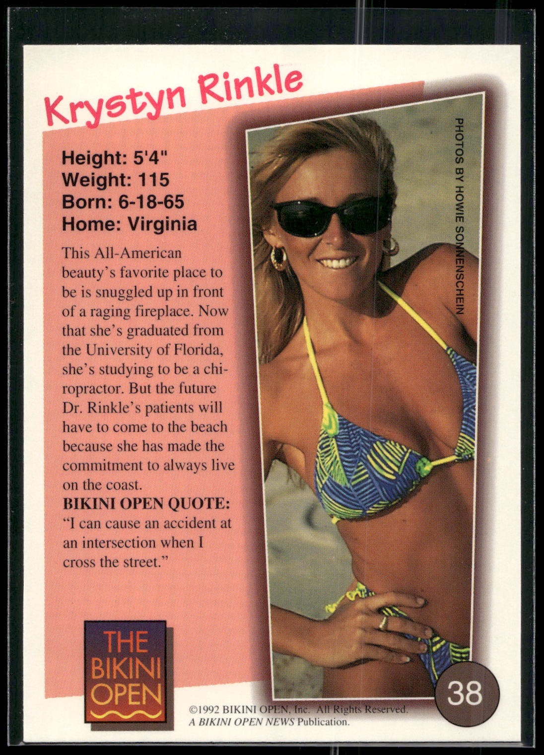 1992 T&M Entertainment The Bikini Open #38 Krystyn Rinkle
