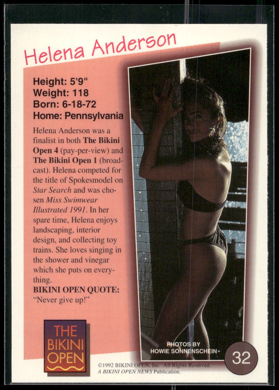1992 T&M Entertainment The Bikini Open #32 Helena Anderson