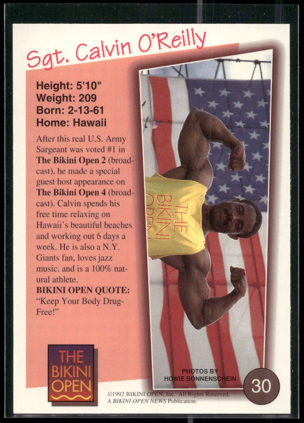 1992 T&M Entertainment The Bikini Open #30 Sgt. Calvin O'Reilly