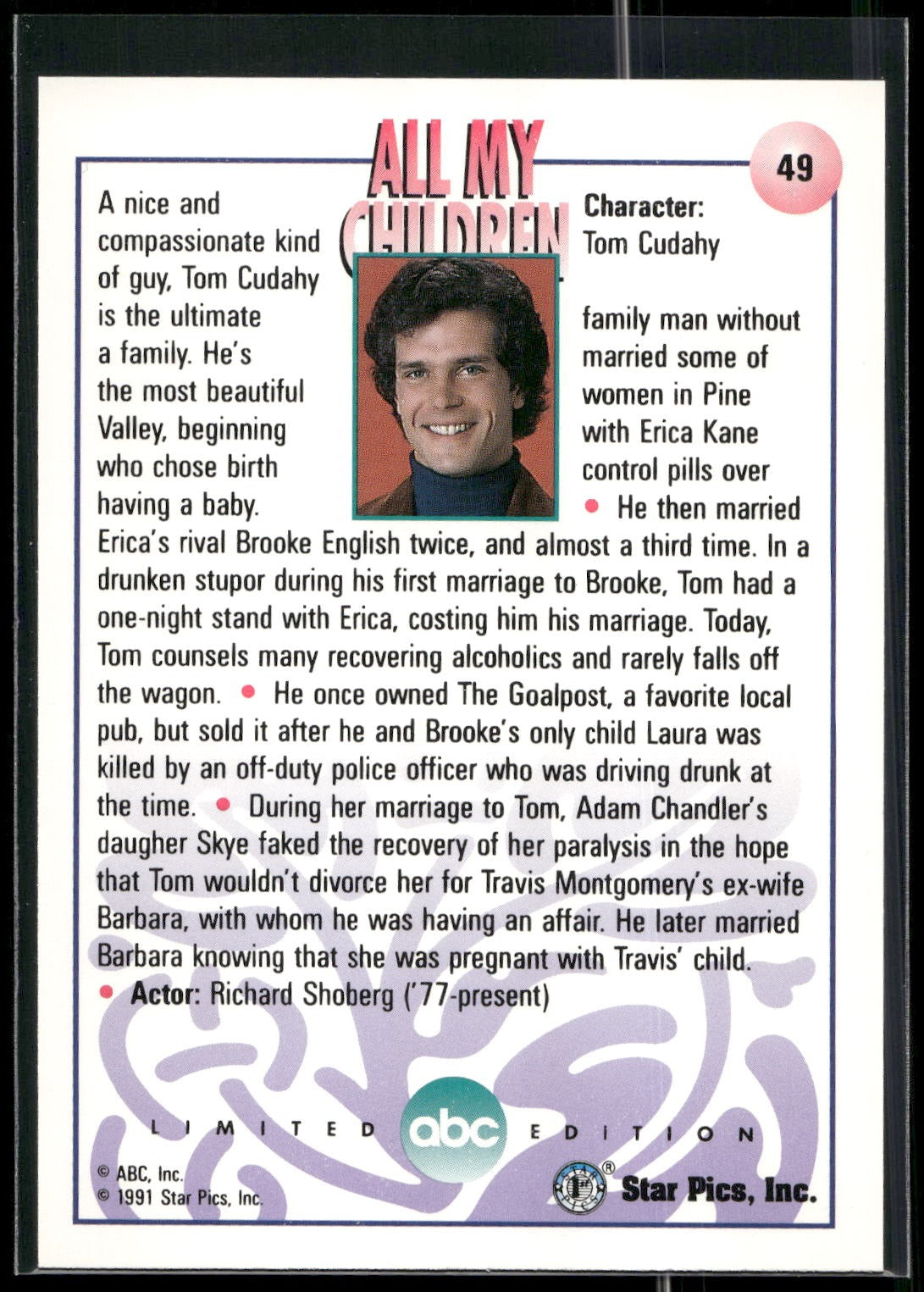 1991 Star Pics All My Children #49 Tom Cudahy