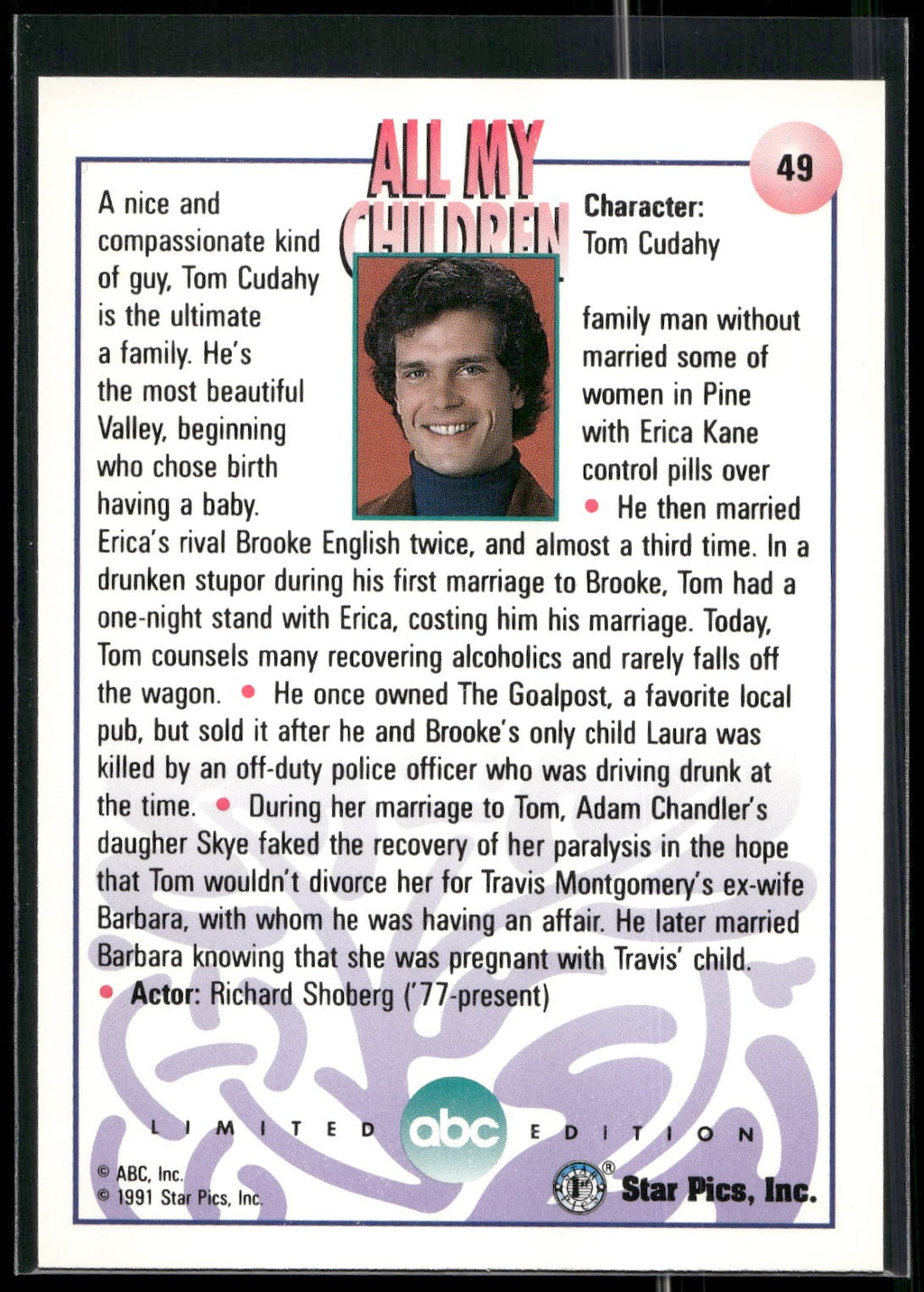 1991 Star Pics All My Children #49 Tom Cudahy