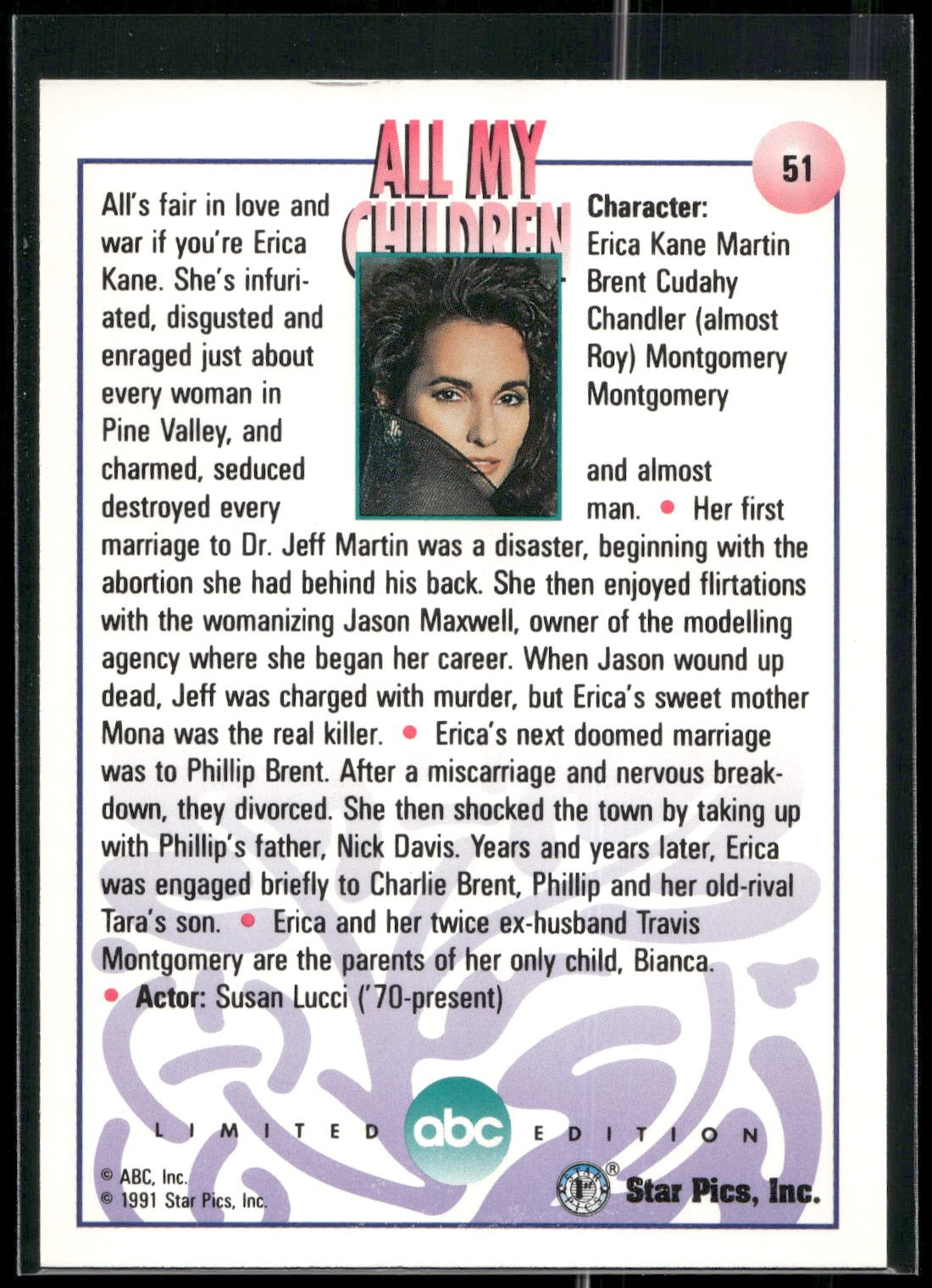 1991 Star Pics All My Children #51 Erica Kane