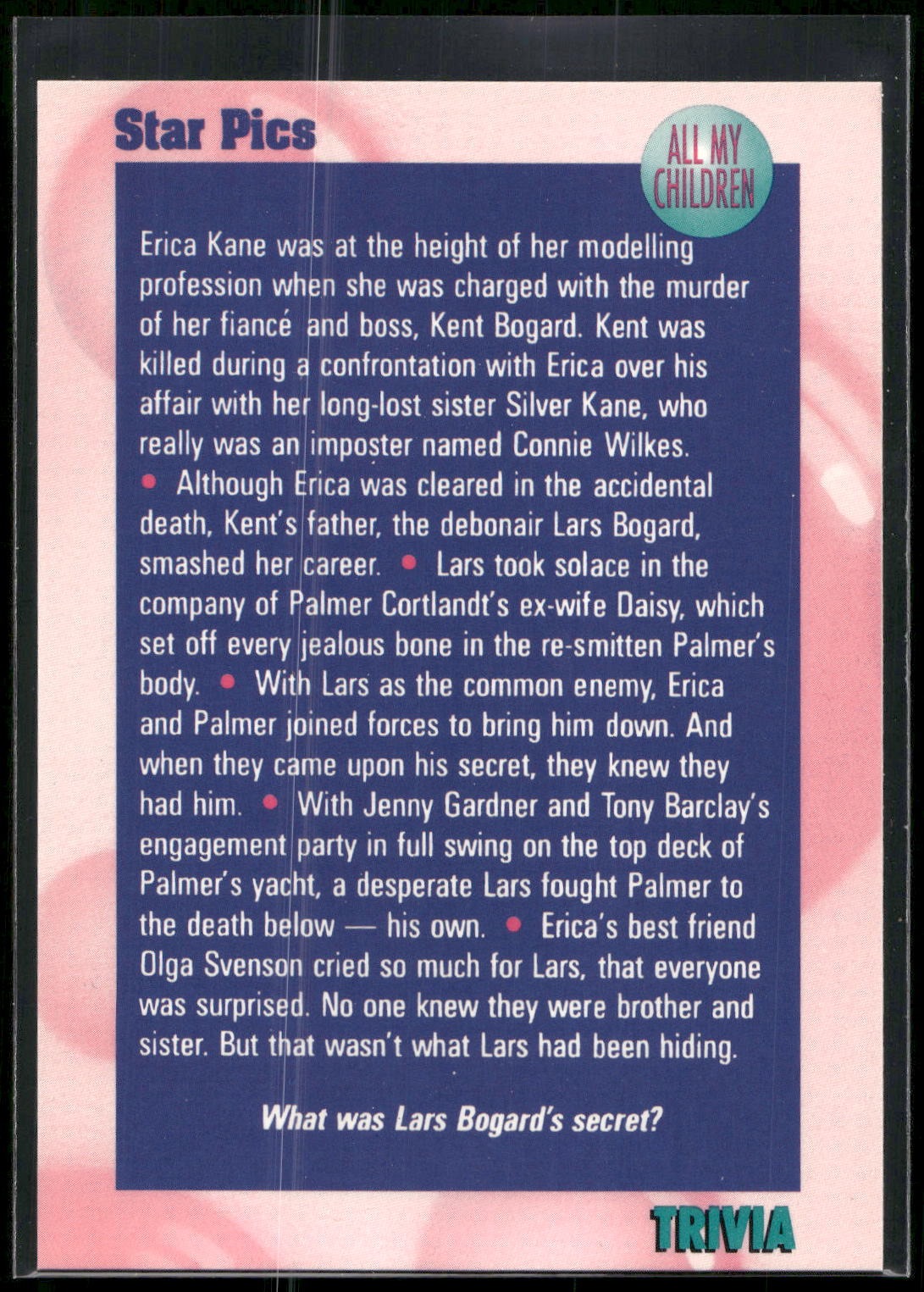 1991 Star Pics All My Children #61 Trivia