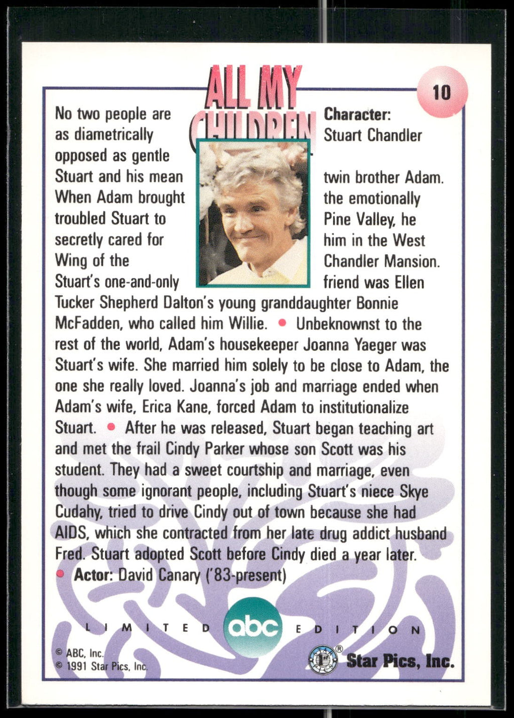 1991 Star Pics All My Children #10 Stuart Chandler