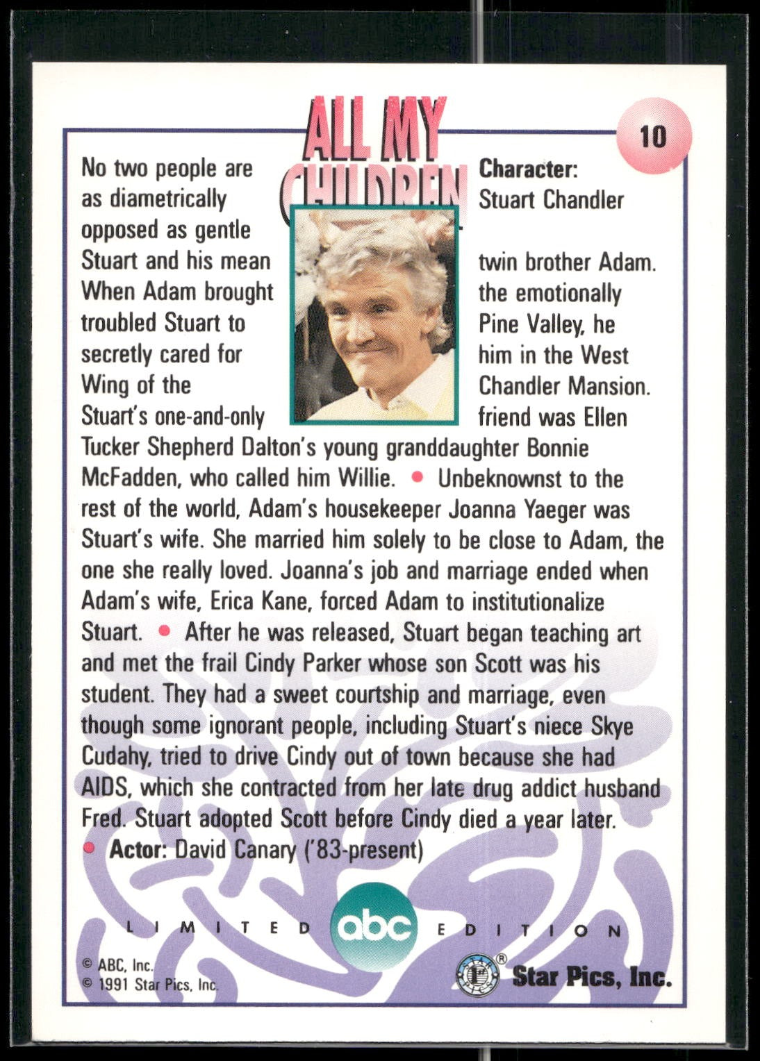 1991 Star Pics All My Children #10 Stuart Chandler