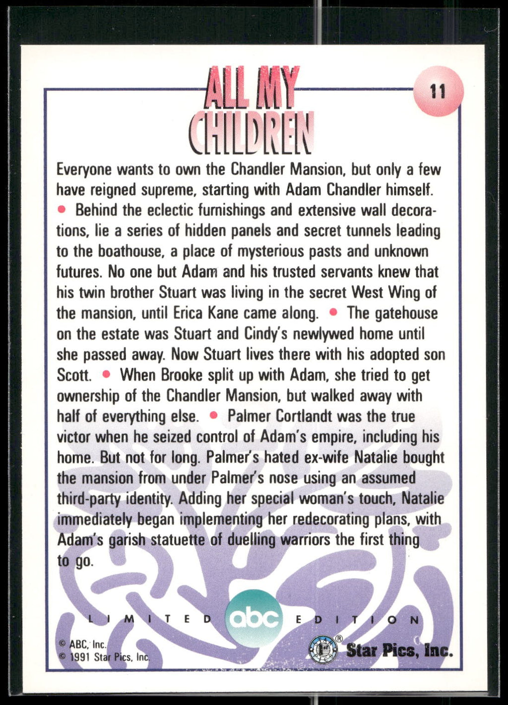 1991 Star Pics All My Children #11 Chandler Mansion