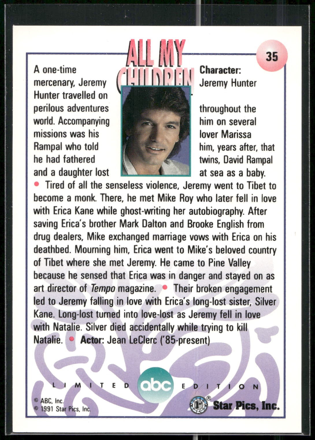 1991 Star Pics All My Children #35 Jeremy Hunter