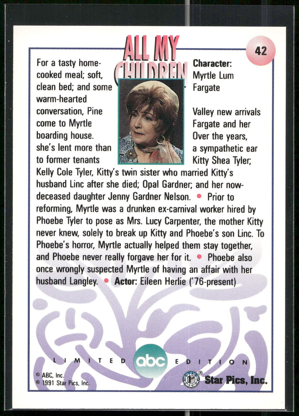 1991 Star Pics All My Children #42 Myrtle Fargate