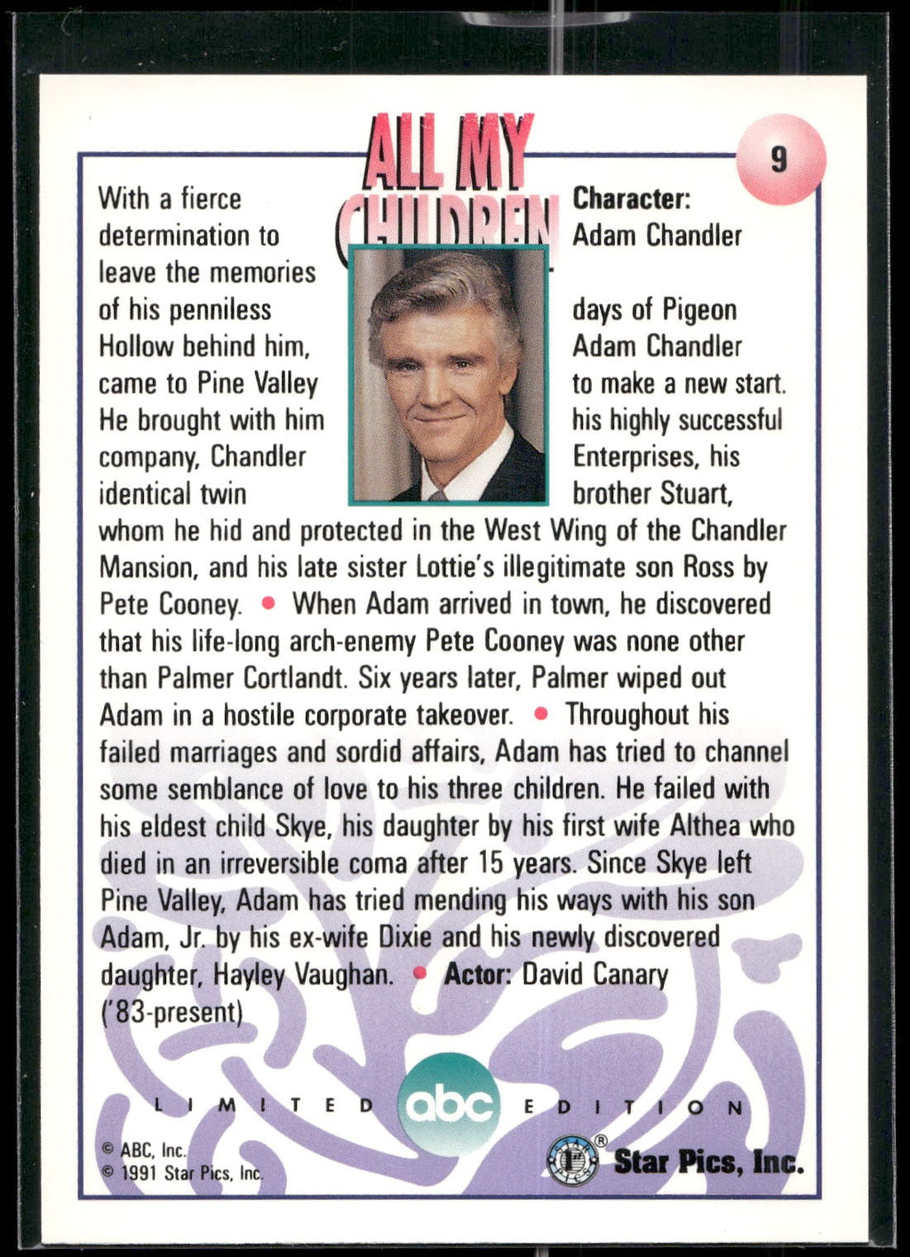 1991 Star Pics All My Children #9 Adam Chandler